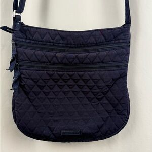 Vera Bradley Navy Quilted Crossbody Bag Triple Zip Everyday
